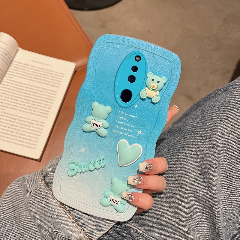 เคส OPPO F11 Pro เคสOPPO f11Pro เคสโทรศัพท์มือถือ tpu แบบนิ่ม ลายการ์ตูนหมีน่ารัก 3D ไล่โทนสี สีชมพู