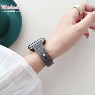 สายนาฬิกาข้อมือหนังแกะ หัวเข็มขัดโลหะ สําหรับ iwatch series 8 7 6 SE 5 4 45 44 42 41 40 38 มม.