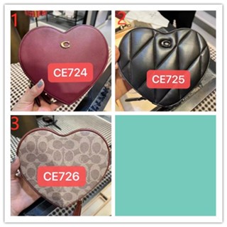 COACH ce724 ce725 ce726 กระเป๋าสะพายผู้หญิง/รูปหัวใจ/วัสดุหนังแท้/ของขวัญวันวาเลนไทน์/น่ารักมากๆ