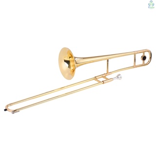 Alto Trombone เครื่องดนตรี เคลือบทองคํา ทองเหลือง Bb Tone B ปากเป่า พร้อมกล่องทําความสะอาด คัพโรนิกเกิล [19][มาใหม่]