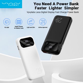 Vyvylabs พาวเวอร์แบงก์ แบตเตอรี่ภายนอก 20W 10000mAh ชาร์จเร็ว จอแสดงผลดิจิทัล Leca และบางเฉียบ