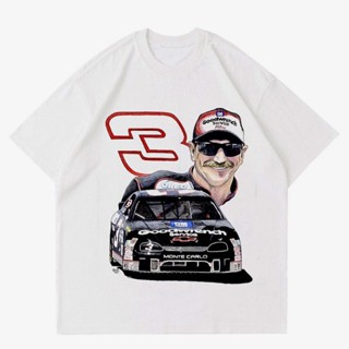 พร้อมส่ง ผ้าฝ้ายบริสุทธิ์ T-Shirt      NASCAR RUMBLE VINTAGE DALE EARNHARDT NUMBER 3  T-SHIRT RACING CAR  BAJU MOBIL