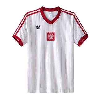 เสื้อกีฬาแขนสั้น ลายทีมชาติฟุตบอล Poland Home 1982 แนวเรโทร แห้งเร็ว สําหรับผู้ชาย ไซซ์ S - XXL