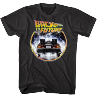 เสื้อยืดคอกลม แขนสั้น ผ้าฝ้ายแท้ พิมพ์ลายภาพยนตร์ไซไฟ Back to the Future DeLorean สําหรับเด็กผู้ชาย และผู้หญิง