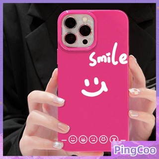 สำหรับ iPhone 11 เคส iPhone สีแดงมันวาว TPU เคสกันกระแทกป้องกันกล้อง Simple หน้ายิ้มภาษาอังกฤษเข้ากันได้กับ iPhone 14 13 Pro max 12 Pro Max xr xs max 7 8Plus