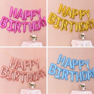 ลูกโป่งฟอยล์ ลายตัวอักษร Happy Birthday ขนาด 16 นิ้ว สําหรับตกแต่งปาร์ตี้วันเกิดเด็ก 13 ชิ้น