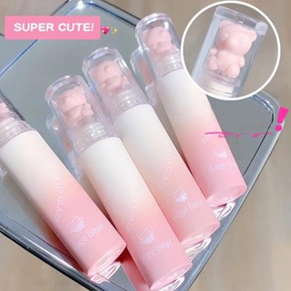 【พร้อมส่ง】ลิปสติก ลิปกลอส เนื้อกํามะหยี่ ลายหมีน่ารัก สไตล์เกาหลี สําหรับผู้หญิง