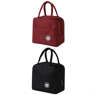 2pcs Leak Proof Zipper With Handle Picnic Insulated Portable Water Resistant Women Men Black Red Cooler Box Lunch Bag