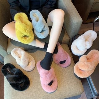 💎พร้อมส่ง💎รองเท้าแตะผู้หญิง รองเท้าแตะขนฟู แบบสวม ใส่บ้าน มีขน เบาบาง ใส่สบาย พร้อมส่ง 7สี