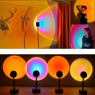 อุปกรณ์ไฟ ไฟโรเซ่ โคมไฟแสงวงกลมแบบตั้งพื้น โคมไฟเปลี่ยนสีได้ LED Rainbow Sunset Projection