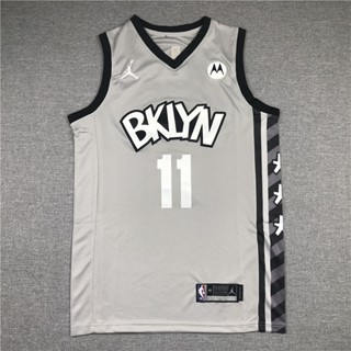 เน็ตตาข่าย NBA Brooklyn สไตล์คลาสสิก 2021 # เสื้อกีฬาบาสเก็ตบอล Kyrie Irving สีเทา 11 ชิ้น 910488