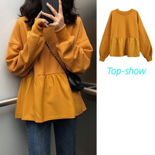 Top-show💖พร้อมส่ง✨COD เสื้อสเวตเตอร์แขนยาวจั๊ม ชายแต่งระบาย เสื้อผ้าเกาหลีผู้หญิง