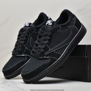 Travis Scott AJ1 Low Hook TS Co Branded Triple Black Board Shoe