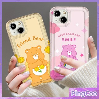 สำหรับ iPhone 14 Pro Max เคส iPhone สีแดงมันวาว TPU เคสกันกระแทกป้องกันกล้องน่ารักสีเหลืองหมีสีชมพูเข้ากันได้กับ iPhone 13 Pro max 12 Pro Max 11 xr xs max 7 8Plus