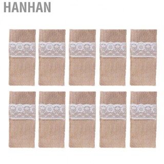 Hanhan Burlap  Holder   Storage Bag  with White Lace Trim for Kitchen Use