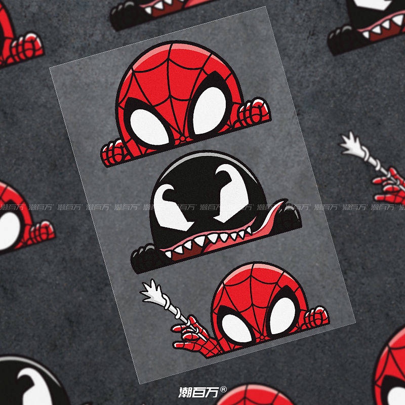 Spider-Man Poison Cartoon Lying Window Bumper Stickers Fuel Tank Cap Rear Window Glass Reflective Ca