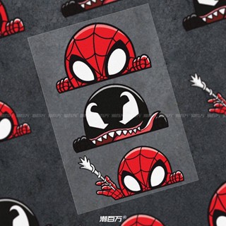 Spider-Man Poison Cartoon Lying Window Bumper Stickers Fuel Tank Cap Rear Window Glass Reflective Car Sticker Paper Net Red Decorative Stickers n5hw