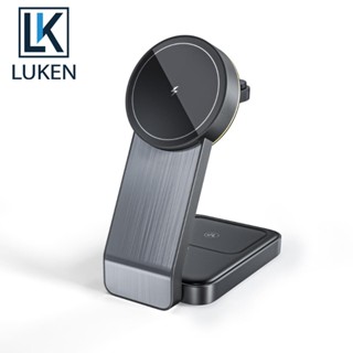 Luken แท่นชาร์จไร้สาย 15W สําหรับ iPh 14 13 12 11 XS XR X 8 App Watch 8 7 6 SE 5 AirP 3 Pro