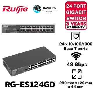 COINSคืน15%⚡FB9JMZV6⚡ RUIJIE RG-ES124GD 24-PORT 10/100/1000MBPS UNMANAGED SWITCH รับประกัน 3ปี