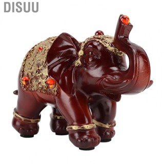 Disuu Elephant Statue  Red Elegant Lifelike Look Elephant Sculpture Round Corner Resin  for Home