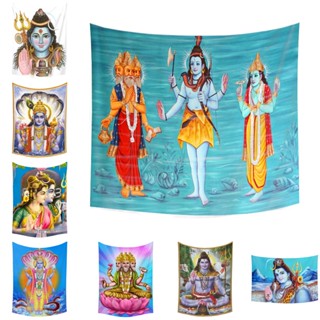 พรมโพลีเอสเตอร์ ลาย Brahma Vishnu Shiva พร้อมคลิป สําหรับตกแต่งบ้าน ห้องนอน ห้องนั่งเล่น