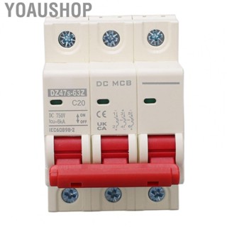 Yoaushop DC Miniature Circuit Breaker 3P 20A DIN  Mount Magnetic Trip Solar