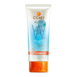 CCARE AURA WHITE FACIAL CLEANSING FOAM 100 ml สูตร GROWING BRIGHT AND CLEAR โฟมล้างหน้า