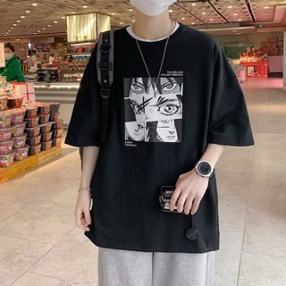 เสื้อยืดแขนสั้นลําลอง พิมพ์ลายการ์ตูนญี่ปุ่น UNISEX โอเวอร์ไซซ์ สไตล์ฮิปฮอป แฟชั่นสําหรับผู้ชาย