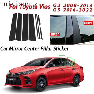 Hys สติกเกอร์ฟิล์มติดเสากระจกรถยนต์ สีดํามันวาว สําหรับ Toyota Vios G2 XP90 G3 XP150 2008-2022