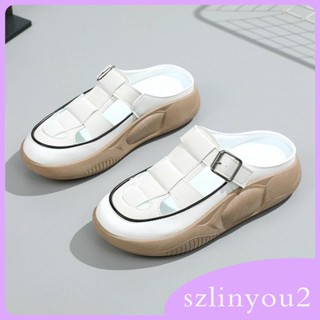 [szlinyou2] รองเท้าแตะ ส้นแบน หนา 5 ซม. กันลื่น สําหรับผู้หญิง