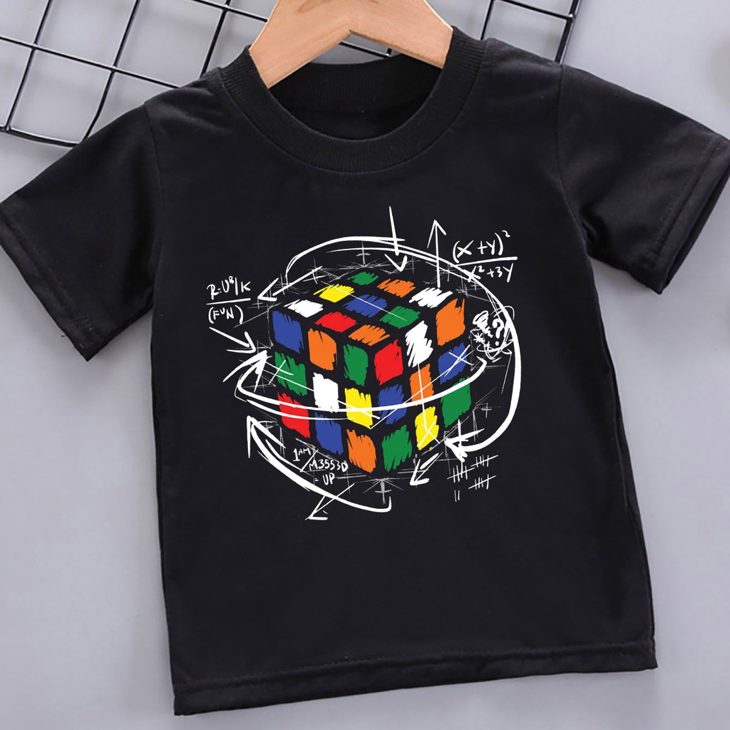 เสื้อยืดคอกลม พิมพ์ลายรูบิค 5 สี สําหรับเด็กผู้ชาย และเด็กผู้หญิง 2023