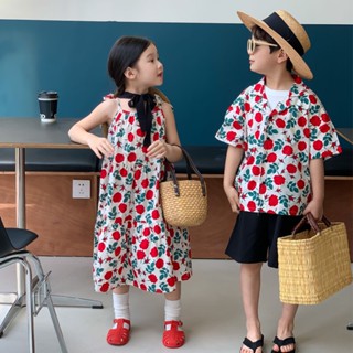 เสื้อเชิ้ตคอปกสูท ลายดอกกุหลาบ สไตล์เกาหลี สําหรับเด็ก (90-150 ซม.)