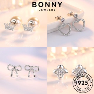 BONNY JEWELRY มอยส์ซาไนท์ เกาหลี ต่างหู เงิน เพชร ตุ้มหู เครื่องประดับ แท้ แฟชั่น ต้นฉบับ ห่วง ไข่มุก หนีบ 925 เครื่องประดับ ผู้หญิง Silver M025