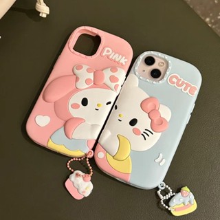 SANRIO เคสซิลิโคนนิ่ม ลายคิตตี้ 3D พร้อมจี้ สําหรับ iPhone 14 13 12 Pro Max 11