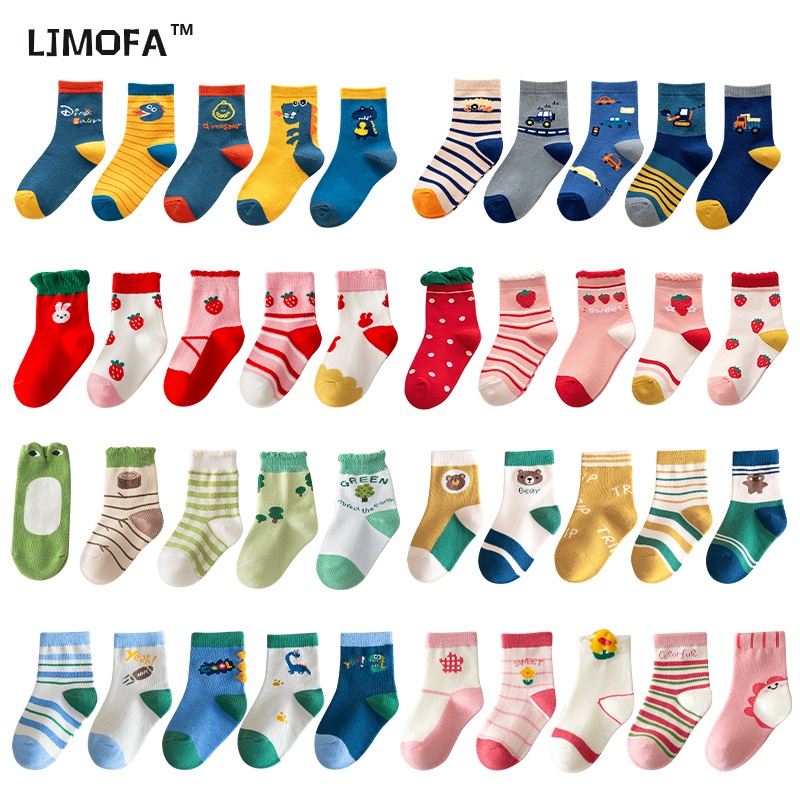 LJMOFA KIDS ถุงเท้ายาวปานกลาง ระบายอากาศ ซับเหงื่อ นุ่มสบาย และยืดหยุ่น สําหรับเด็กผู้ชาย และเด็กผู้หญิง 1-12 ปี