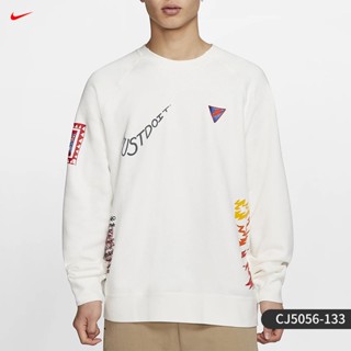 Nike ของแท้ 100% เสื้อกีฬา คอกลม ผ้าฝ้ายถัก สไตล์วินเทจ สําหรับผู้ชาย CJ5056