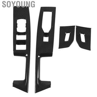 Soyoung Door Window Switch Panel Cover  Perfect Fit Window Control Button Trim Carbon Fiber Style ABS 4pcs  for Cars