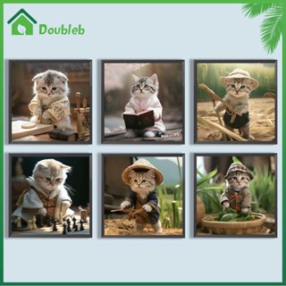 【Doub X ✮】ภาพปักครอสสติตช์คริสตัล รูปแมว 5D สําหรับตกแต่งบ้าน