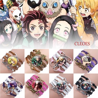 Cleoes เครื่องประดับ สร้อยข้อมือคอสเพลย์ แฮนด์เมด ลายอนิเมะดาบพิฆาตอสูร Kamado Tanjirou สไตล์เรโทร สําหรับผู้ชาย