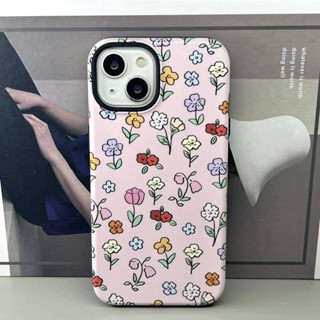 เคสโทรศัพท์มือถือ ซิลิโคน กันกระแทก ลายดอกไม้ สีชมพู เรียบง่าย สําหรับ Iphone 14Promax 13 11 12