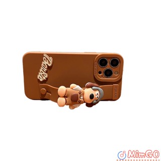 Go เคสโทรศัพท์มือถือ ซิลิโคน ลายการ์ตูนสุนัข 3D พร้อมสายรัดข้อมือ สําหรับ Iphone 14 13 12 11 Series