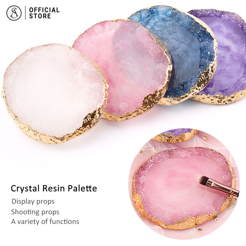 พร้อมส่งทุกวัน Crystal Resin Palette จานผสมสีเจล / พร๊อพถ่ายรูป จานผสมสีทาเล็บสําหรับตกแต่งเล็บ ถาดหินเรซิ่น ทรงกลม ทรงไม่สมมาตร ทําความสะอาดง่าย สําหรับผสมสีทาเล็บอะคริลิค ยูวีเจล