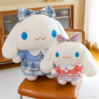 SANRIO Mg ตุ๊กตาซานริโอ้ Cinnamoroll JK ประดับโบว์ ขนาด 45 ซม. เหมาะกับของขวัญ สําหรับเด็กผู้หญิง ตกแต่งบ้าน