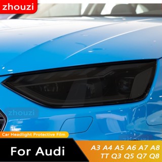 สติกเกอร์ฟิล์ม TPU ป้องกันไฟหน้ารถยนต์ สีดํา สําหรับ Audi A3 S3 A4 B8 B9 A5 A6 S6 C8 A7 A8 D4 TT TTS Q3 Q5 Q7 Q8 RSQ8