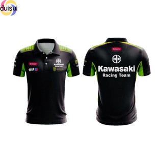 Duisui MOTOSHIRT KAWASAKI KA-A01-19 เสื้อคอปกแขนสั้น เสื้อพิมพ์ลาย เสื้อโปโล