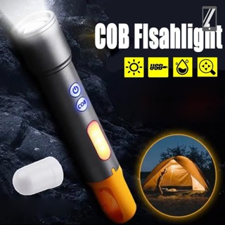 ไฟฉายฉุกเฉิน LED COB แบบพกพา กันน้ํา แบบชาร์จไฟได้