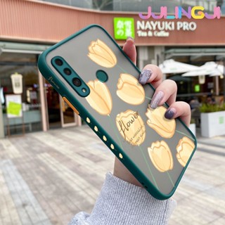 เคสซิลิโคนนิ่ม แบบใส ขอบสี่เหลี่ยม กันกระแทก ลายดอกไม้สีเหลือง สําหรับ Huawei Y9 Prime 2019