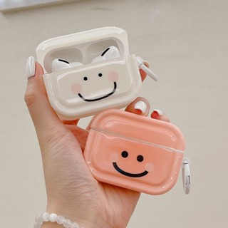 เคสหูฟังบลูทูธ ทรงสี่เหลี่ยม ลายหน้ายิ้มน่ารัก อุปกรณ์เสริม สําหรับ AirPods Pro 2nd Generation AirPods 1 2 3