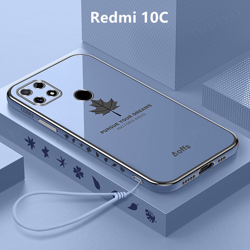 ปลอก Redmi 10C เคสชุบฝาครอบใบเมเปิ้ลเคสโทรศัพท์ TPU แบบนุ่ม Redmi 10C