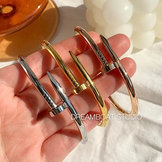 Kajia สร้อยข้อมือเหล็กไทเทเนียม ทอง 18K ไร้เพชร ไม่มีสี สําหรับตกแต่งเล็บ